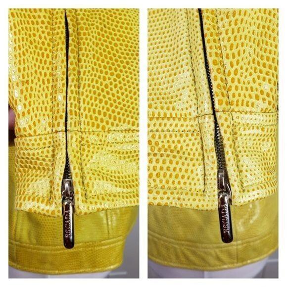 Vtg Escada Yellow Lamb Leather Jacket Women S M 36 Quiet Luxury Modern Sleek - Picture 9 of 16
